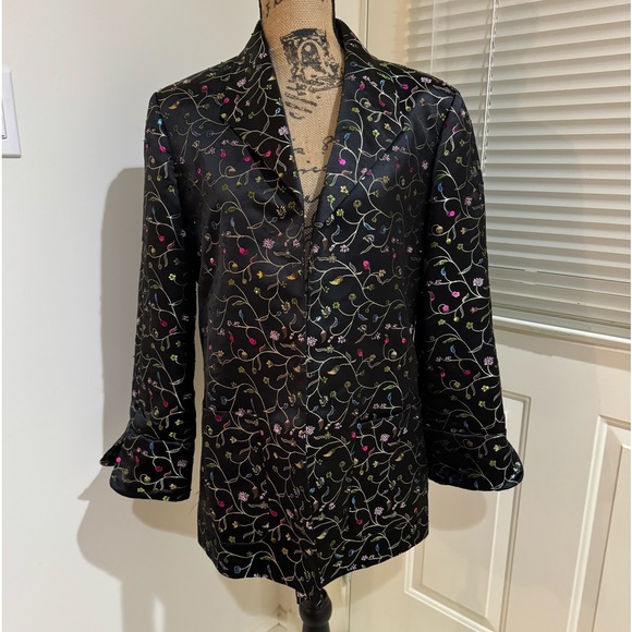 Redd Jeans satin with embroidery and more holiday jacket size 12 - Picture 1 of 10